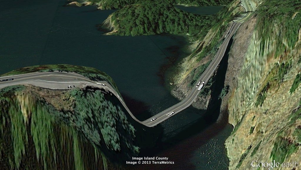 Satellite View of Deception Pass Bridge, US