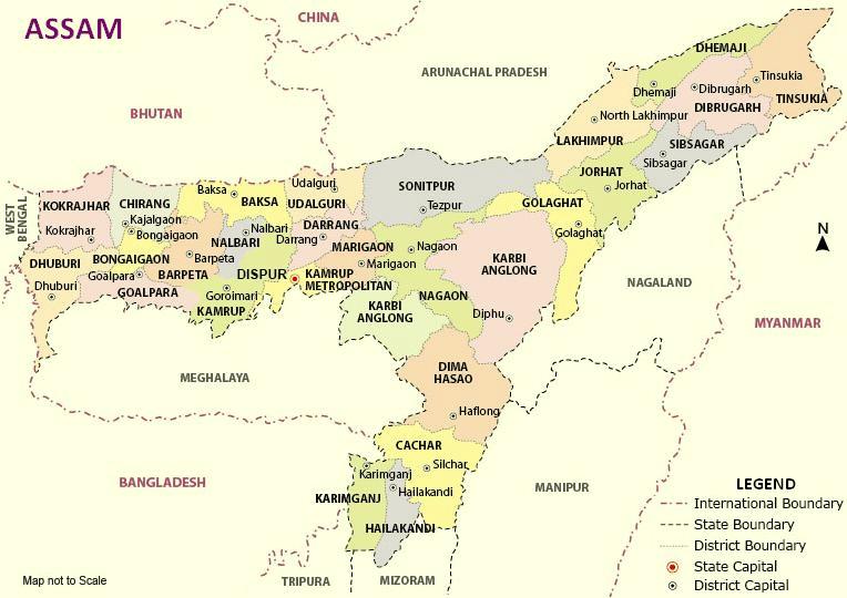 assam tourist places map