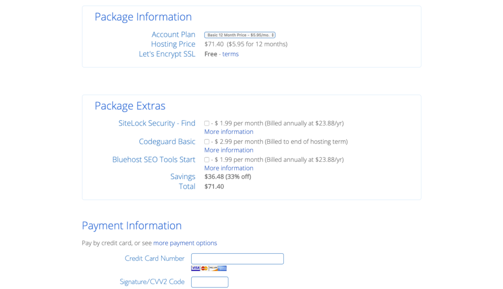 Select your package and pay
