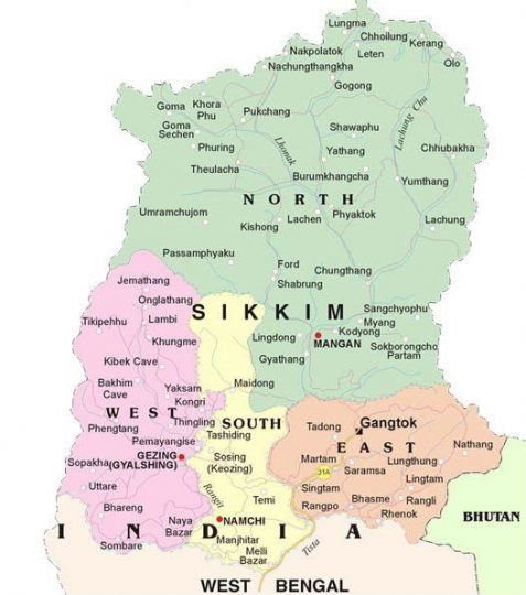 tourist map of north sikkim